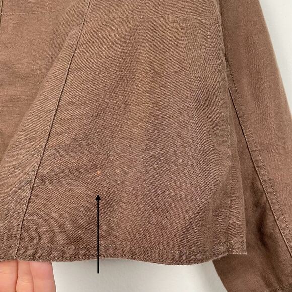 y2k Relativity Brown 100% Linen Utility Jacket Womens M Button Up Lightweight - Picture 12 of 12
